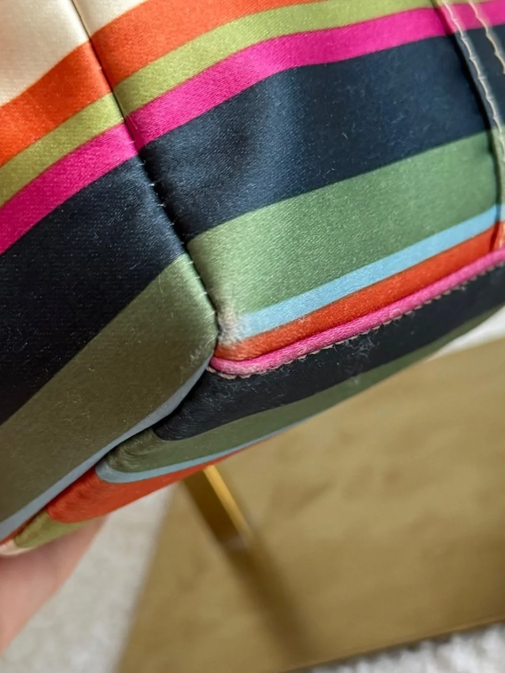 Vintage Coach Legacy Stripe Satin Mini Tote